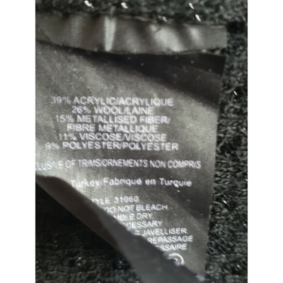 Tory Burch Dress Women's  Large Black Metallic Wool Blend Lightweight Event - Picture 8 of 12